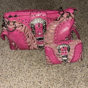 Pink Bling Rhinestone Purse and Wallet to Match